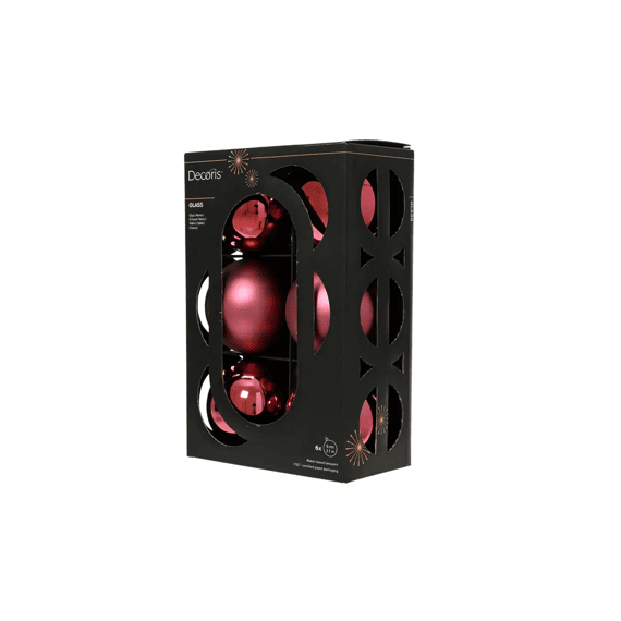 Kerstballen Glas Shiny-mat Dia8cm Donkerroze