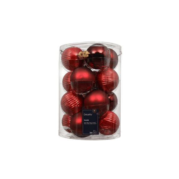 Kerstballen Glas Shiny-mat-rib Mix Dia8cm Ass.