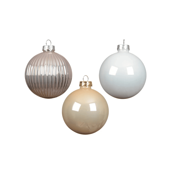 Kerstballen Glas Shiny-mat-rib Mix Dia8cm