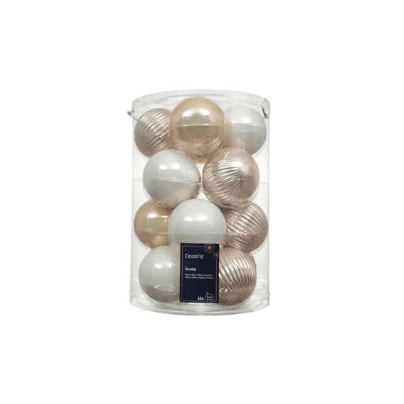 Kerstballen Glas Shiny-mat-rib Mix Dia8cm