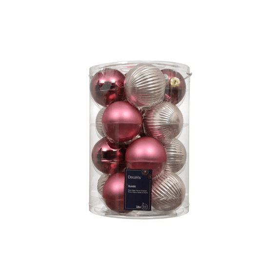 Kerstballen Glas Shiny-mat-rib Mix Dia8cm Ass.