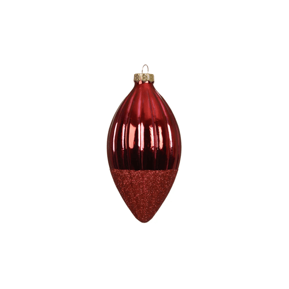 Olijf Glas Shiny-mat-glitter Dia6cm-h12cm Kerstrood