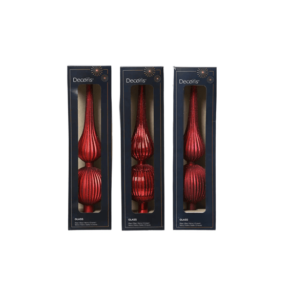 Piek Glas Shiny-mat-glitter Dia8-h31cm Rood 3 Assortiment