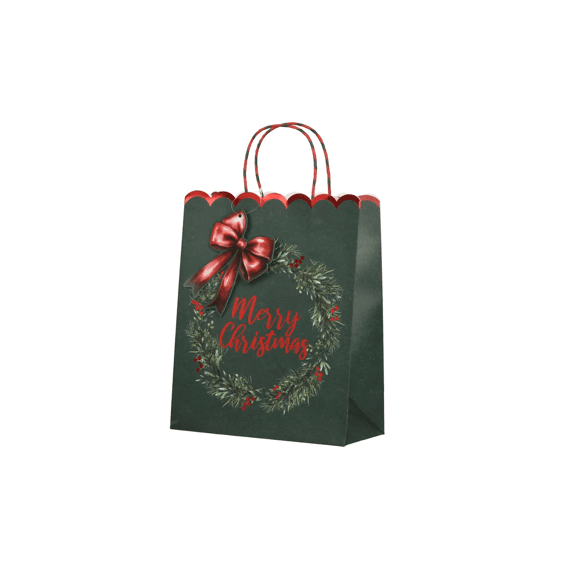 Giftbag Papier L18-w10xh23cm Groen/kleur(en)