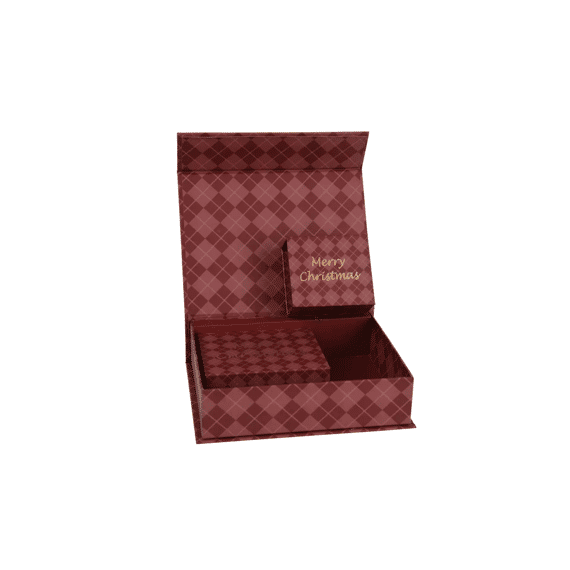 Giftbox Karton Rechthoek Goudfolie Muziek L19-w15-h5cm Ossenbloed/kleur(en)
