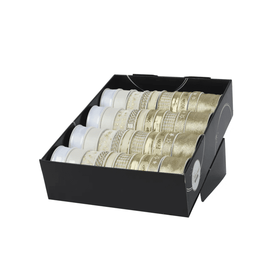 Lint Polyester L400-w1.5-h0.2cm Goud/parel 10 Assortiment