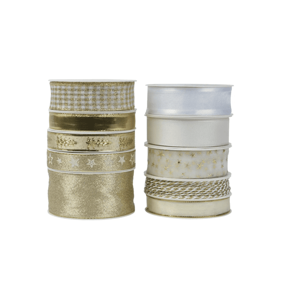 Lint Polyester L400-w1.5-h0.2cm Goud/parel 10 Assortiment