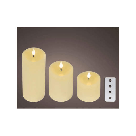Led Kaars Wax Vlam Binnen Mix Dia7.5-h20cm Creme/warm Wit