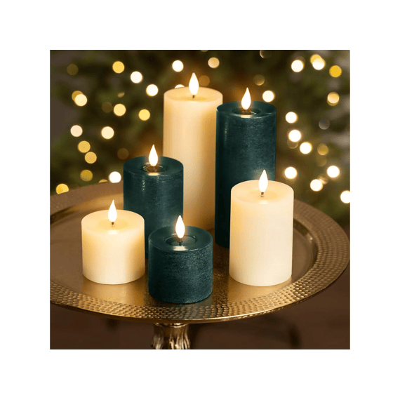 Led Kaars Wax Vlam Binnen Mix Dia7.5-h20cm Creme/warm Wit