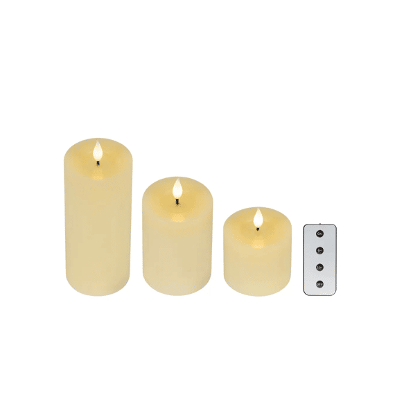 Led Kaars Wax Vlam Binnen Mix Dia7.5-h20cm Creme/warm Wit