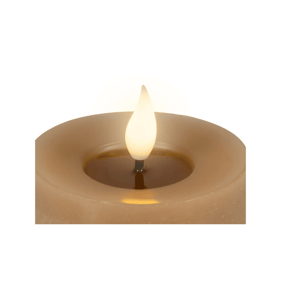 Led Kaars Wax Vlam Binnen Dia7.5-h9.5cm Bruin/warm Wit