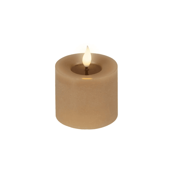 Led Kaars Wax Vlam Binnen Dia7.5-h9.5cm Bruin/warm Wit