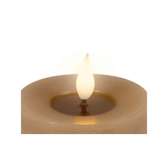 Led Kaars Wax Vlam Binnen Dia7.5-h13.5cm Bruin/warm Wit