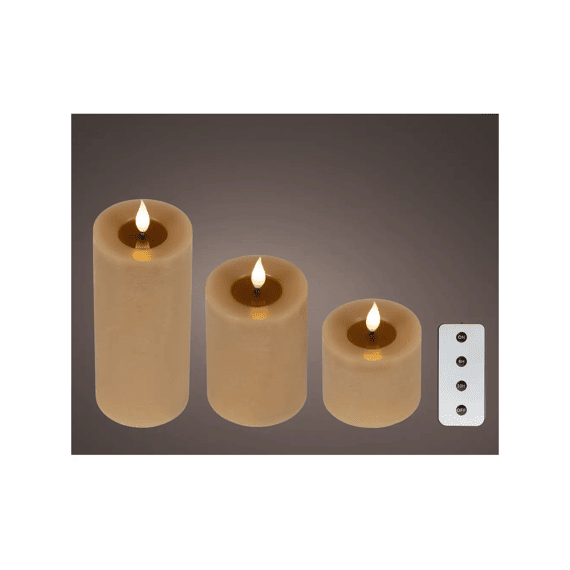 Led Kaars Wax Vlam Binnen Mix Dia7.5-h20cm Bruin/warm Wit