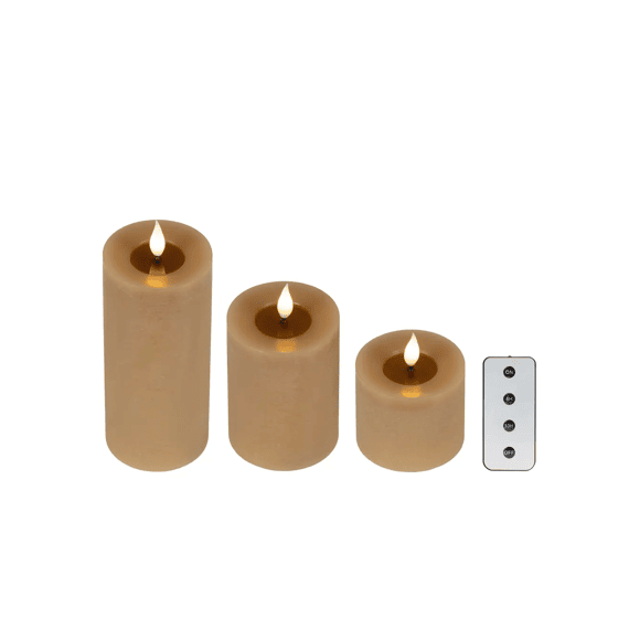 Led Kaars Wax Vlam Binnen Mix Dia7.5-h20cm Bruin/warm Wit