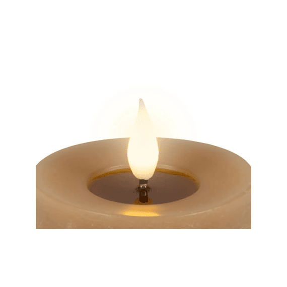 Led Kaars Wax Vlam Binnen Mix Dia7.5-h20cm Bruin/warm Wit