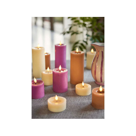 Led Kaars Wax Vlam Binnen Mix Dia7.5-h20cm Bruin/warm Wit