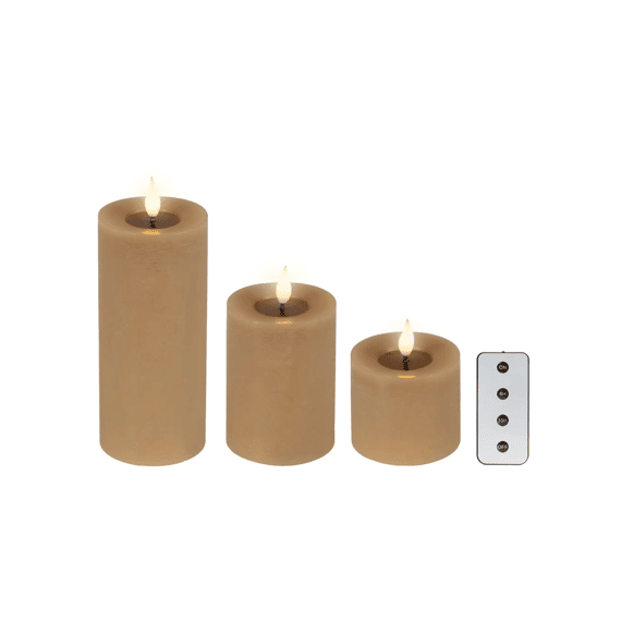 Led Kaars Wax Vlam Binnen Mix Dia7.5-h20cm Bruin/warm Wit