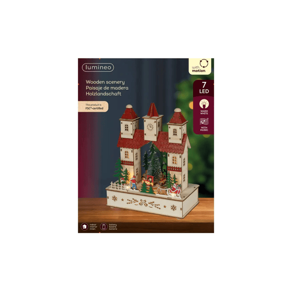 Led Scenery Triplex Steady Binnen Fsc 100% L11-w20-h25.5cm Kleuren/warm Wit