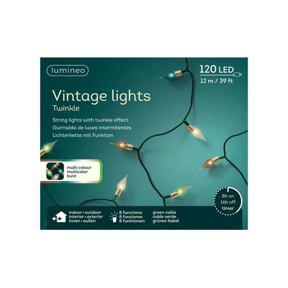 Led Vintage Lights 8 Functie Twinkel Effect Buiten L1190cm Groen/soft Gold/smaragd/groen/bruin