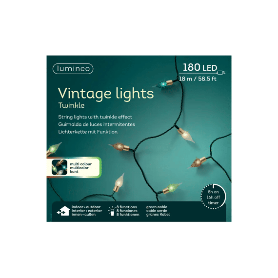 Led Vintage Lights 8 Functie Twinkel Effect Buiten L1790cm Groen/soft Gold/smaragd/groen/bruin