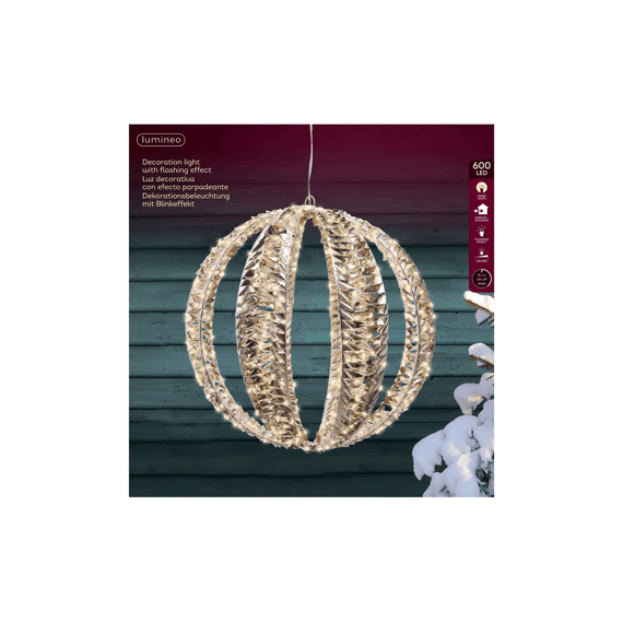Micro Led Bal Pet Flashing Effect Buiten D.40cm Goud/warm Wit