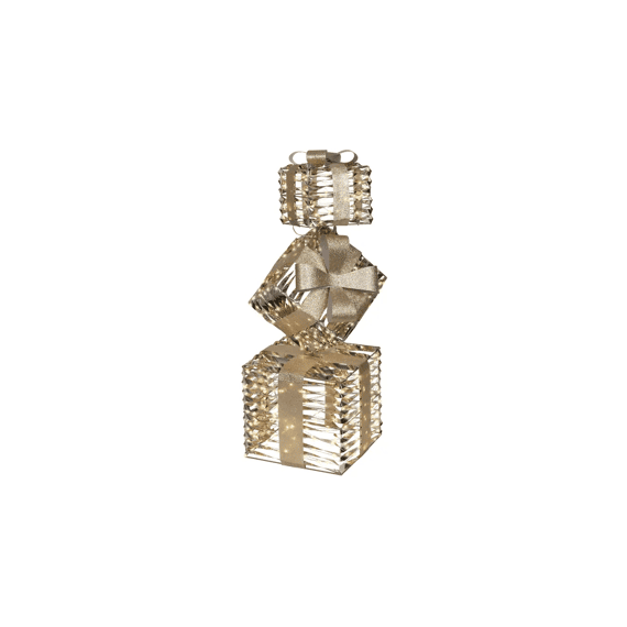 Micro Led Giftbox Pet Flashing Effect Buiten L25-w25-h73cm Goud/warm Wit