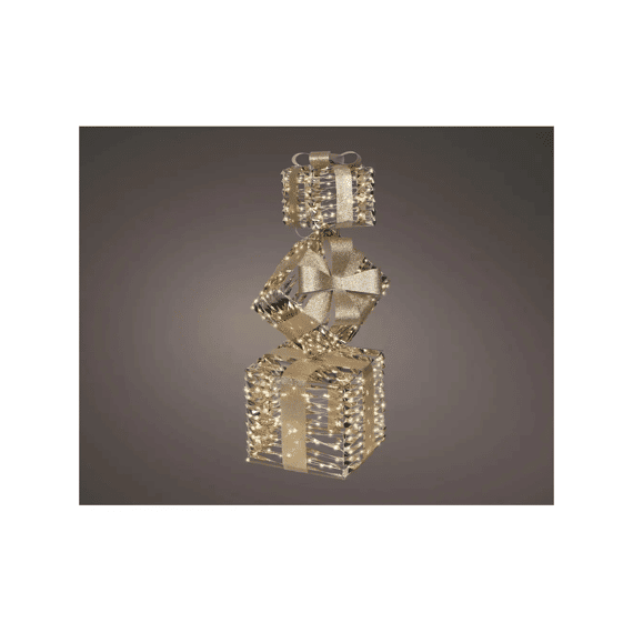 Micro Led Giftbox Pet Flashing Effect Buiten L25-w25-h73cm Goud/warm Wit