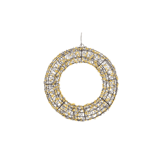 Micro Led Krans Metaal Buiten D.38-l7cm Zwart/klassiek Warm