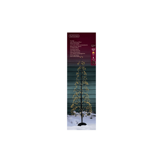 Micro Led Boom Ijzer 2 Functie Twinkel Effect Buiten D.55-h150cm Zwart/klassiek Warm