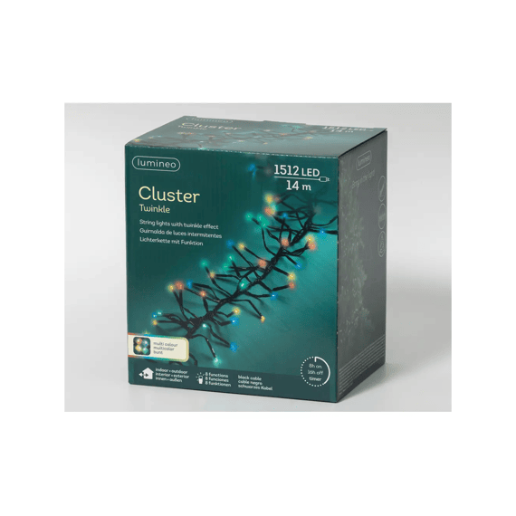 Led Verlichting Cluster Twinkle Buiten 14m Zwart/multi