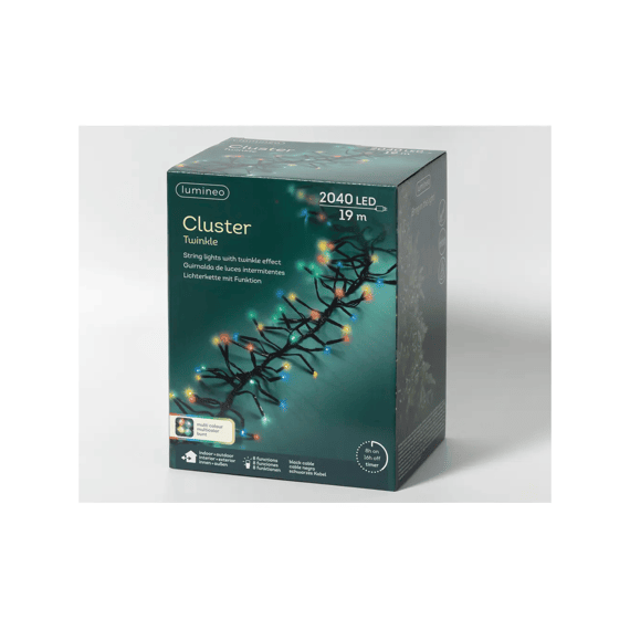 Led Verlichting Cluster Twinkle Buiten 19m Zwart/multi