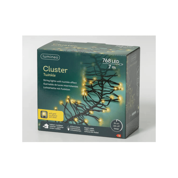 Led Verlichting Cluster Twinkle Buiten L700cm Zwart/soft Gold