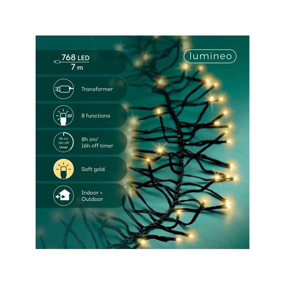 Led Verlichting Cluster Twinkle Buiten L700cm Zwart/soft Gold