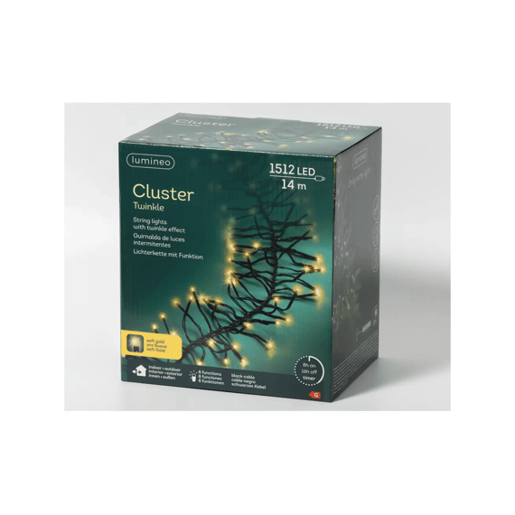 Led Verlichting Cluster Twinkle Buiten L1400cm Zwart/soft Gold