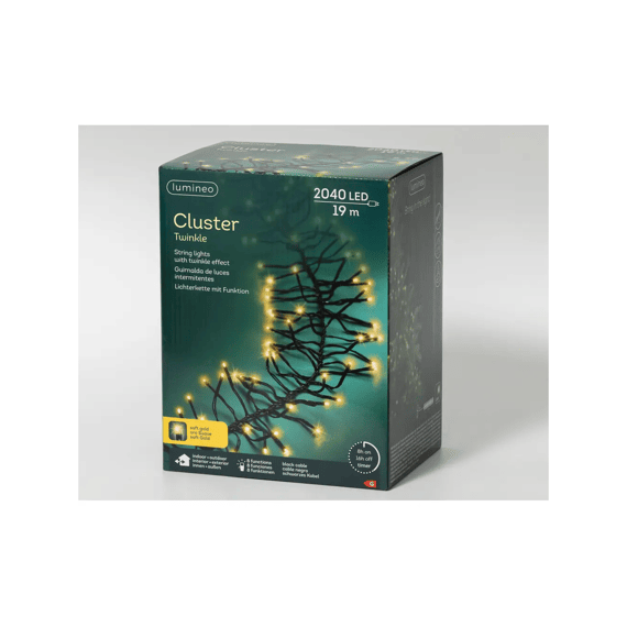 Led Verlichting Cluster Twinkle Buiten L1900cm Zwart/soft Gold