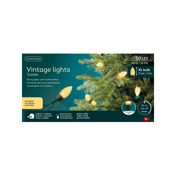 Led Verlichting Vintage Xl Twinkle Buiten Dia2.5-l980cm Groen/soft Gold