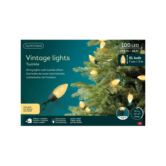 Led Verlichting Vintage Xl Twinkle Buiten Dia2.5-l1980cm Groen/soft Gold