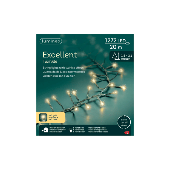 Led Verlichting Excellent Koper Twinkle Buiten 20m-1272l Transparant/soft Gold