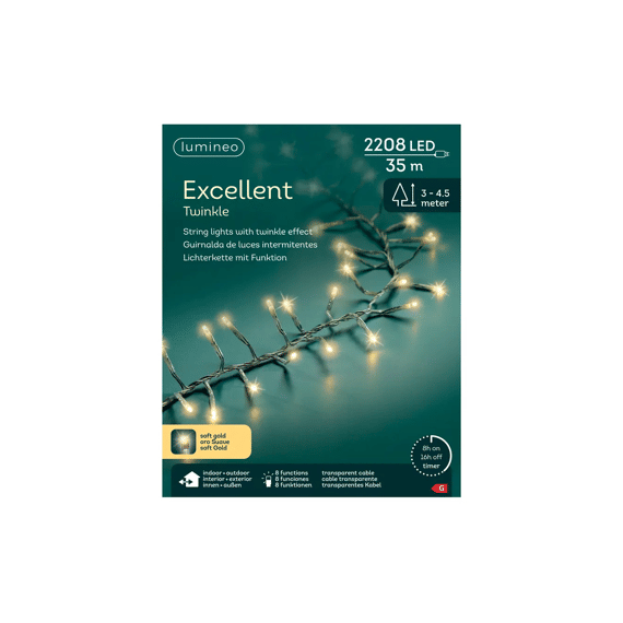Led Verlichting Excellent Koper Twinkle Buiten 35m-2208l Transparant/soft Gold