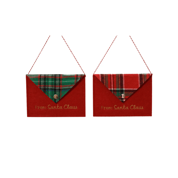 Brief Vilt Ruitjes L17-w0.9-h12.5cm Groen/rood 2 Assortiment