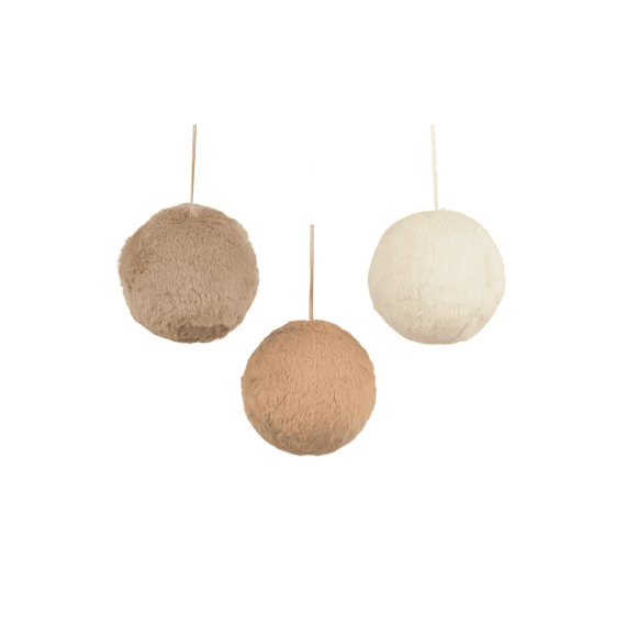 Kerstbal Kunstbont Dia8cm 3 Assortiment