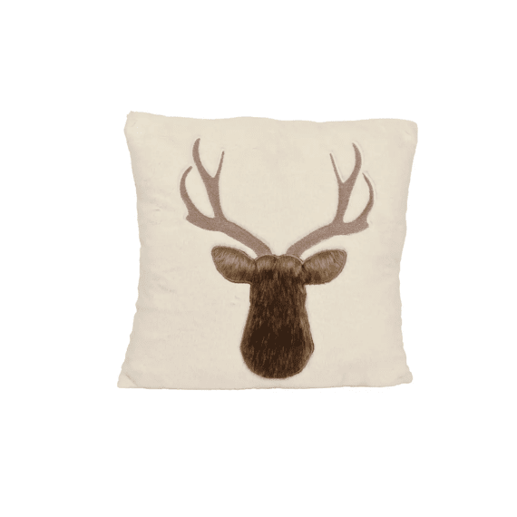 Kussen Polyester Hert Faux Furfaux L45-w45-h3cm Wit/kleur(en)