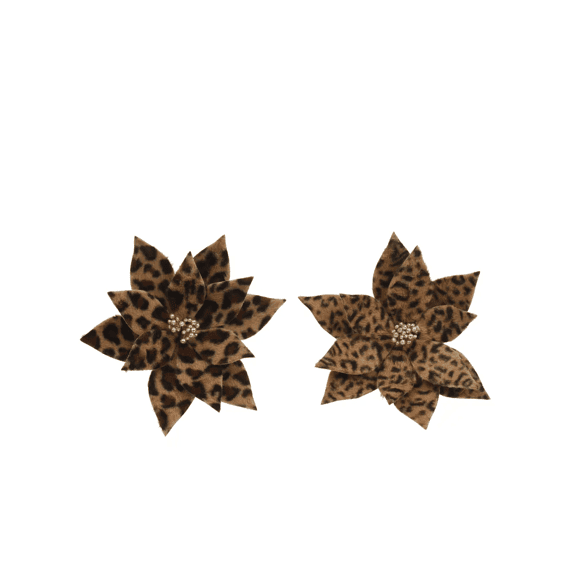 Poinsettia Clip Kunstbont Goud Glitter Dia31-h14cm 2 Assortiment