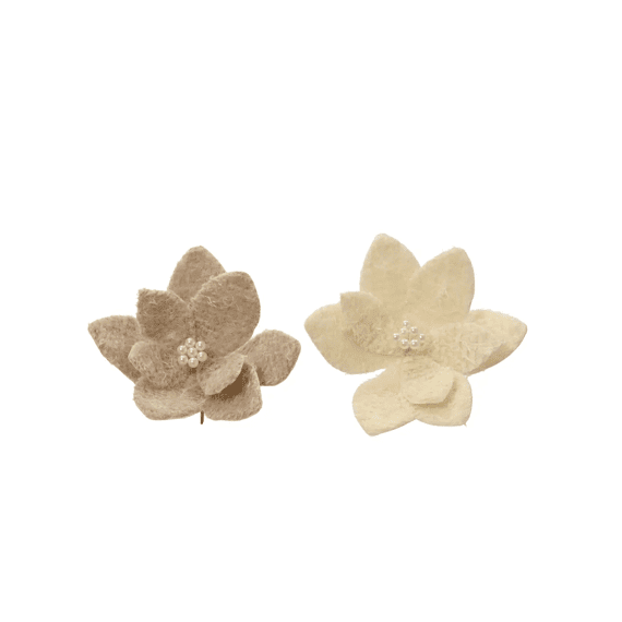 Poinsettia Clip Kunstbont Parel Dia28-h12cm 2 Assortiment
