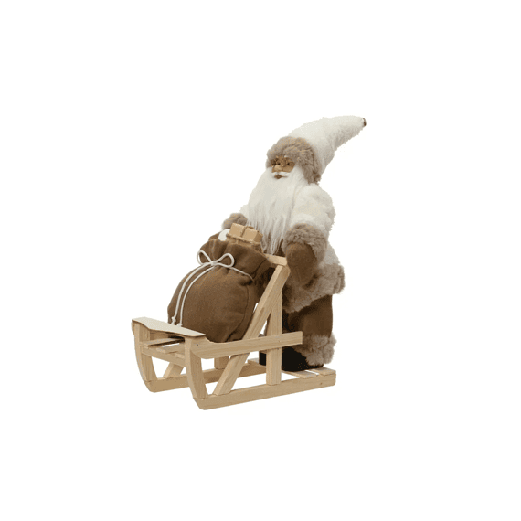 Kerstman Polyester With Gift Bag L25-w12-h35cm Wit/kleur(en)
