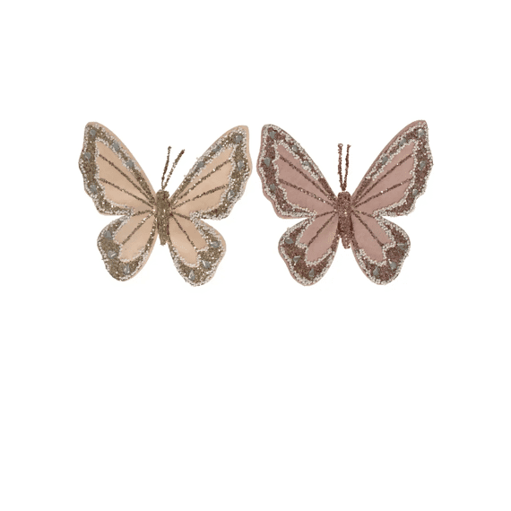 Vlinder Fluweel Glitter Clip L16.5-w16-h1cm Roze 2 Assortiment