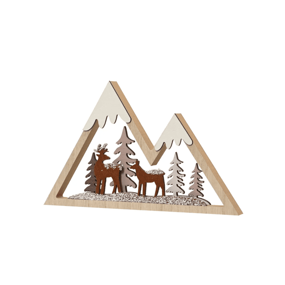 Landschap Hout Sneeuw Finish L18-w2-h29.5cm Naturel