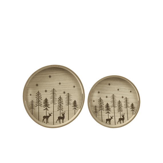 Dienblad Mdf Kerstboom Fsc Mix 70% Dia34.5-h4cm Blond