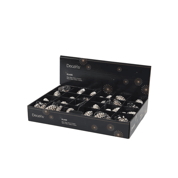 Dennenappel Op Draad Glas Shiny Glitter Dia3-h6cm Espresso/brandy 2 Assortiment